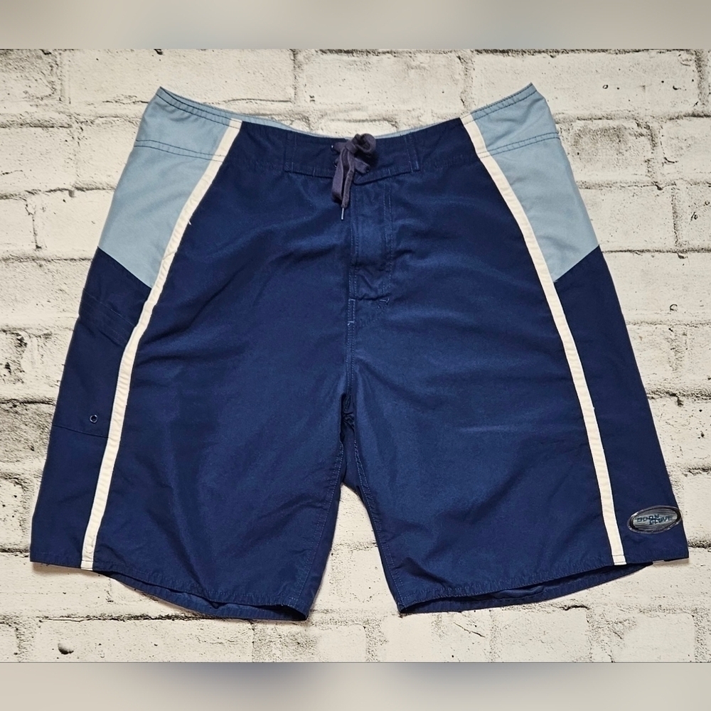 Body Glove Colorblock Board Shorts Swim Trunks Blue White Waist 34
